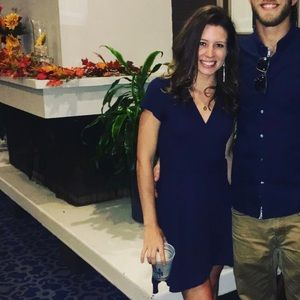 Blue fitted swing dress